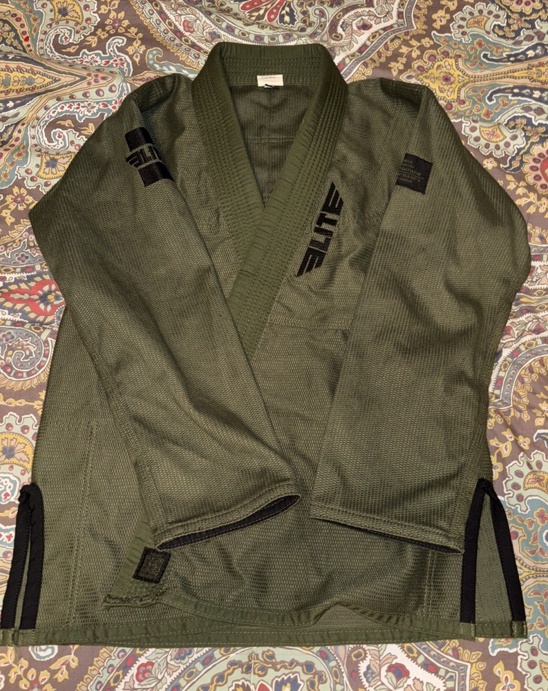 Elite Sports GI Set MMA Brazilian Jujitsu BJJ Uniform Army Green Youth Size C3