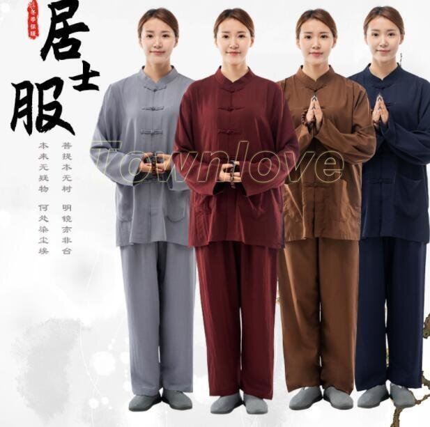 New High Quality Zen Suits Women Buddhist Monks Uniforms Lay Meditation Clothing