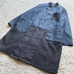 SCISSORMAN Kurashiki Denim Judo Uniform-Style Long Coat With Engraved Buttons