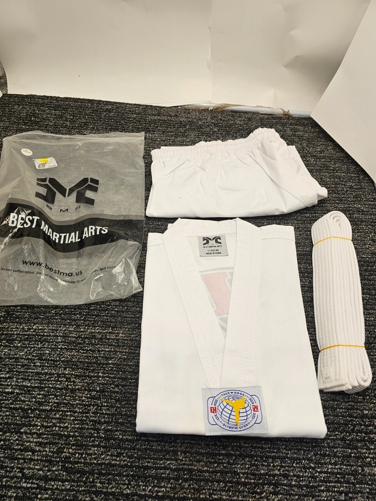 BMABest Martial Arts V-Neck Uniform #1 150CM / White / White Belt