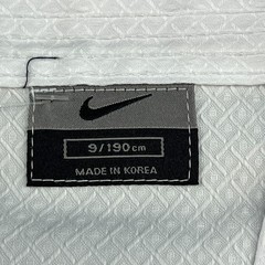 Nike Korea Taekwondo Dobok Size 9 / 190cm White Kimono Embroidered Belted Swoosh