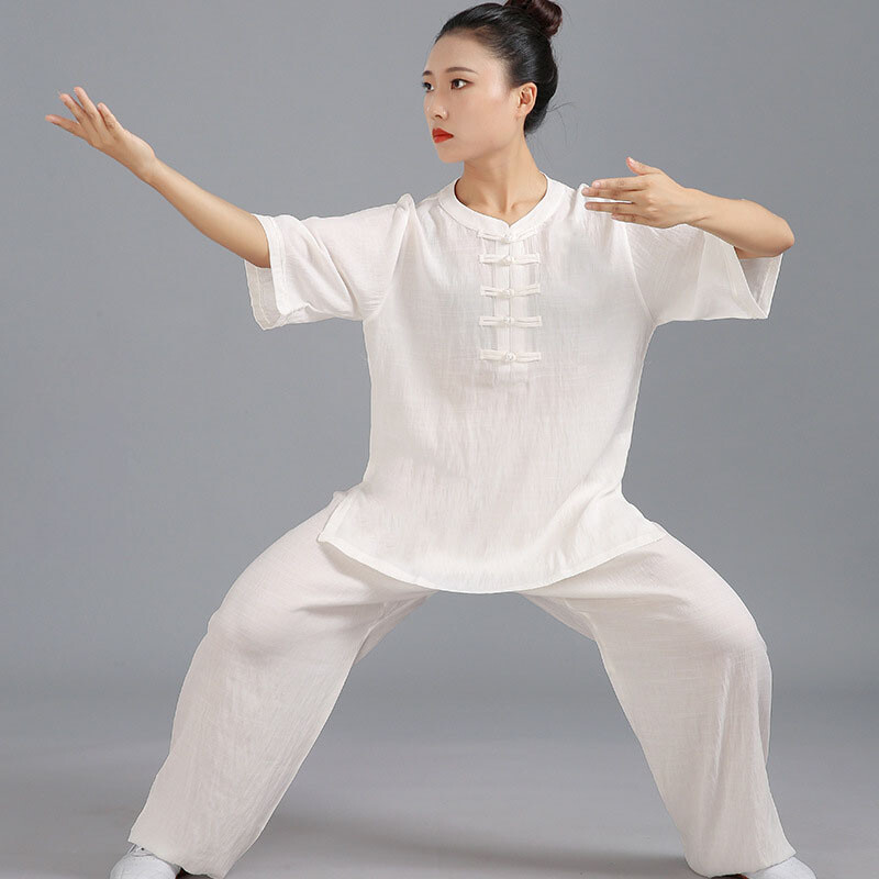 Womens Chinese Kung Fu Tai Chi Uniform Suit Martial Arts Uniform T-shirt Outfit