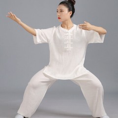 Womens Chinese Kung Fu Tai Chi Uniform Suit Martial Arts Uniform T-shirt Outfit