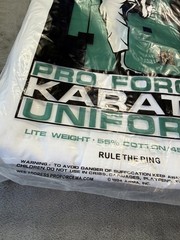 ProForce Karate Uniform Gi Adult Size 3 White Lite 55% Cotton Poly Martial Arts