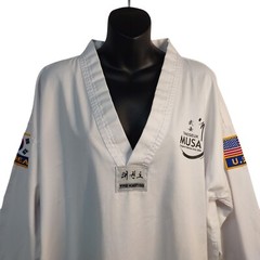 Taegeuk MUSA Martial Arts USA Taekwondo Unisex White Shirt Size 5/190
