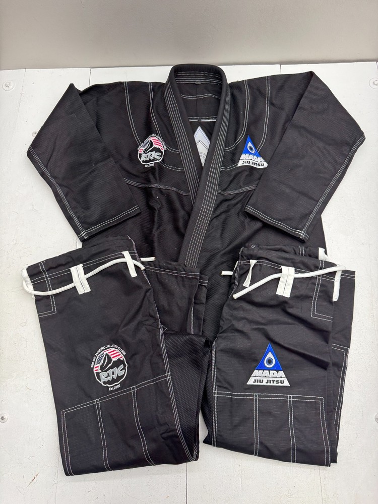 Mada Jiu Jitsu Black White 3 Piece Gi Unisex Adults Size A-2