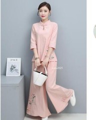 New Women Tai Chi Top+pant Martial Arts Kung Fu Yoga Uniform Cotton Linen Sports