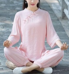 New Women Tai Chi Top+pant Martial Arts Kung Fu Yoga Uniform Cotton Linen Sports