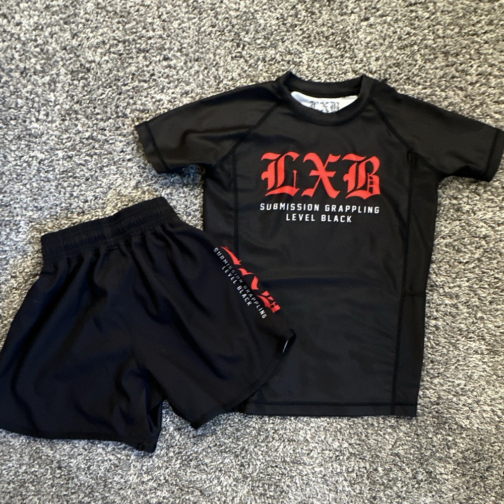Level Black Submission Grappling Rash Guard Grappling set unisex YL Black Red