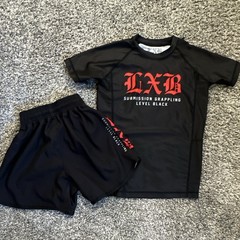 Level Black Submission Grappling Rash Guard Grappling set unisex YL Black Red