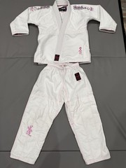 Fuji Girls Brazilian Jiu-Jitsu BJJ Gi Uniform Set White/Pink WC2 With White Belt