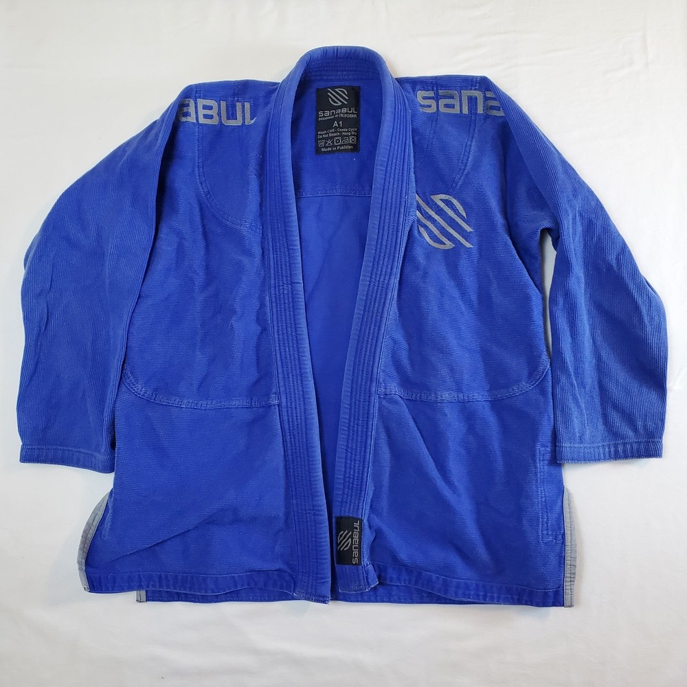 Sanabul Gi Top Blue Gray Size A1 BJJ Jiu Jitsu Uniform Suit Jacket Martial Art