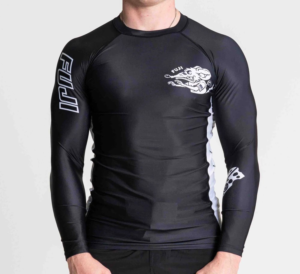 Fuji Mat Rat Flex Lite Mens MMA BJJ Jiu Jitsu Long LongSleeve LS Rashguard Black