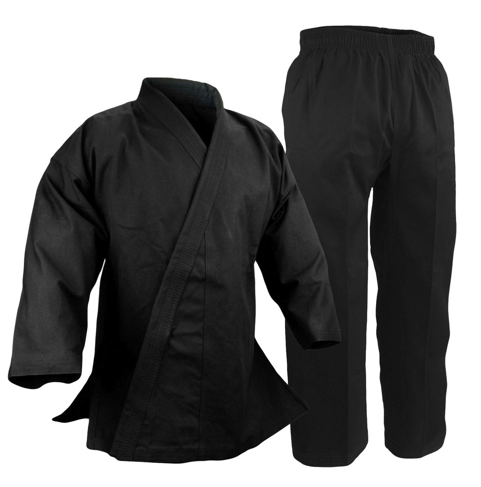Karate 10 oz Uniform Black Medium Weight Gi 100% Cotton Canvas