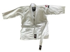 Fuji Kimono Kids Unisex Size 00 White Martial Arts Jiu Jitsu Shirt Top