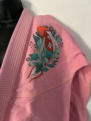 Fluory Grappling F1 Pink Koi Fish 100% Cotton Karate Jacket Lined Embroidered ￼