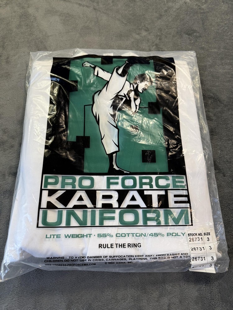 ProForce Karate Uniform Gi Adult Size 3 White Lite 55% Cotton Poly Martial Arts