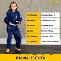 Elite Sports IBJJF Ultra Light BJJ Brazilian Jiu Jitsu Gi for Kids with Presh…