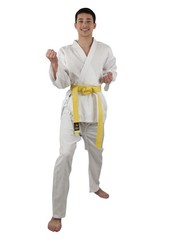 Zen Athletics Yellow Logo 7oz Student Karate Uniform (White)