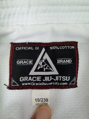 Gracie Jiu-Jitsu Gi Jacket Kimono Top M Medium White Mens 100% Cotton Jiu Jitsu