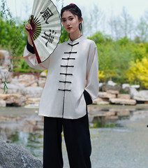 Unisex Tai Chi Kung Fu Suit Set Line Blend Morning Exercise martial arts Uniform
