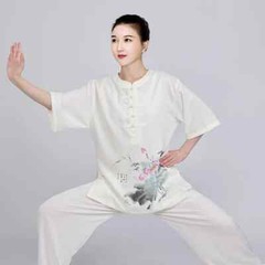 Summer Kung Fu Shirts Wing Chun Sport Tops Martial Arts Taichi Uniform White