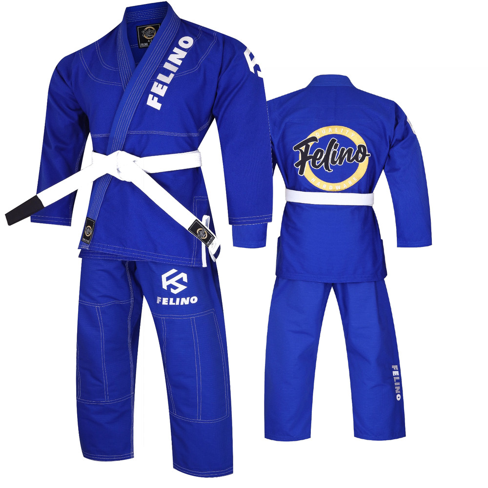Felino Blue Adult Premium BJJ Gi Uniform Pearl Weave Brazilian Jiu Jitsu Kimono
