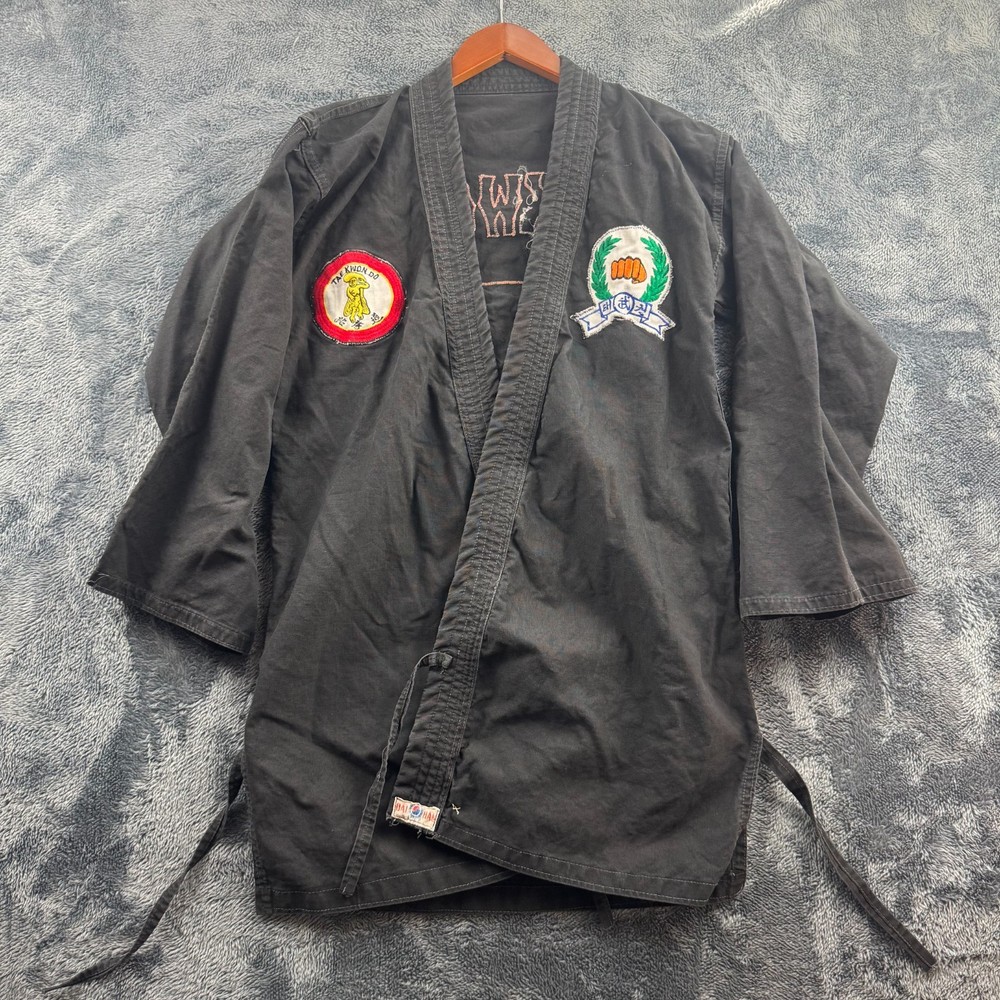 VTG Black Taekwondo Gi Jacket Heavy Canvas Size 0 – 18.5″ PTP, 33.5″ L
