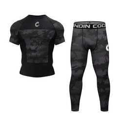 Black Camo No Gi BJJ Jiu Jitsu Rashguard or MMA Shorts Spats Sets For No Gi