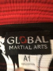 Global Martial Top And Pants Combo Mens Size A1 Black Jiu Jitsu Embroidery Adult