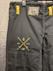 War Tribe Patriot Jiu Jitsu Size: A1H -Black Pants 10oz Ripstop Black and Gold