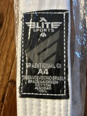 Elite Sports Unisex Traditional GI Jiu Jitsu Belt White Size A4 100% Cotton NEW
