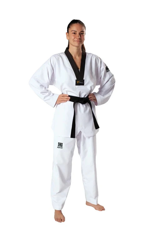 KWON PREMIERE PLUS Taekwondo Uniform BLACK V-neck