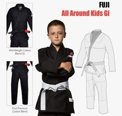 Fuji Kids Youth Boy Girl All Around Brazilian Jiu Jitsu Gi BJJ Uniform Black NEW