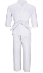 Jiu-Jitsu Karate Kimono Uniform – Kids Adults Unisex (White) – Full Set w Belt