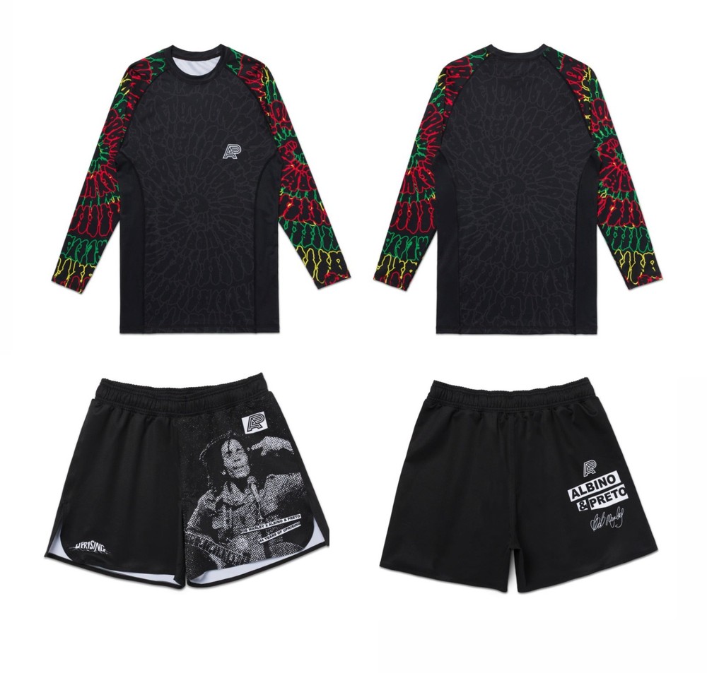 Albino and Preto x BOB MARLEY ‘UPRISE SWIRL’ Rash Guard LS Short No Gi MMA