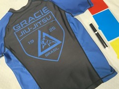 Jiu-Jitsu Gi Uniform Rash Guard Blue/Black Youth Large Made in USA