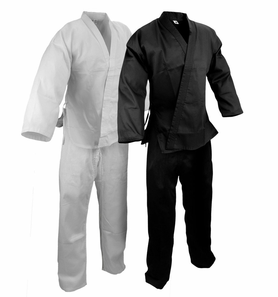 Size 10 Martial Arts Karate 7.5 oz Gi Uniform w/White Belt White or Black Open