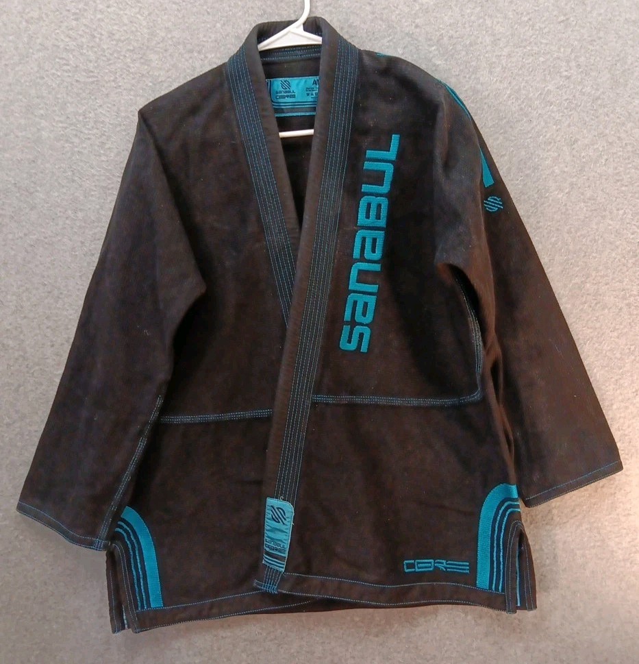 Sanabul Jacket Top Adult’s Size A1 Black And Teal Gi Jiu Jitsu Martial Arts GUC