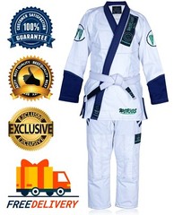 Brazilian Jiu Jitsu Gi White/Navy Blue Lightweight Pro BJJ Gi