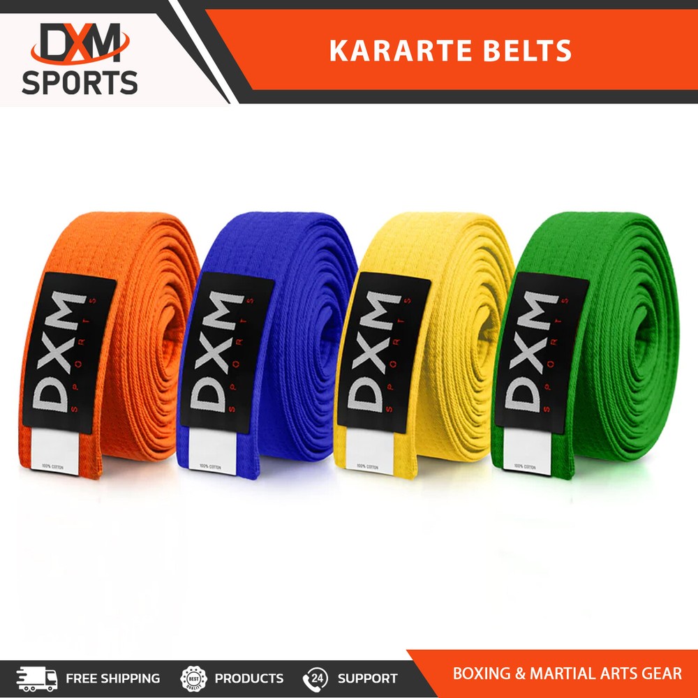 Pack of 4 Karate Belts Solid Double Wrap Martial Arts Rank Belts Taekwondo Judo