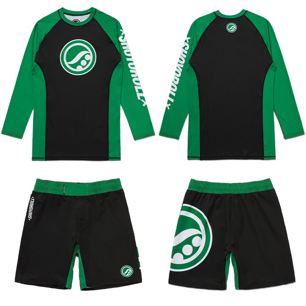 Shoyoroll Hunt Competitor Rash Guard LS & Training Fitted Shorts Jiu Jitsu Gear