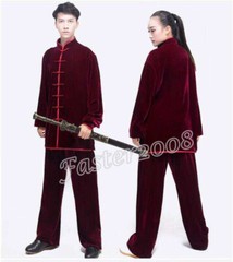 Chinese Velvet Wushu Kung Fu Taichi Uniform Martial Art Clothes Set Wing Chun