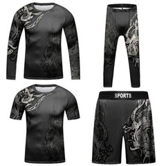 Kids Brazilian Jiu-Jitsu BJJ MMA Rashguard Shorts Set Anime Fighter DBZ