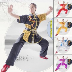 Silk Professional Kungfu Taichi Uniform Martial Arts Wushu Suit Dragon 130~185cm
