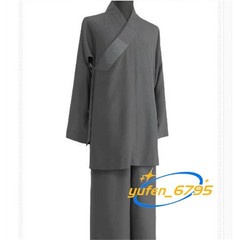 STOCK Buddhist Shaolin Monk Robe Full Set Linen Kung Fu Suit Meditation Uniforms