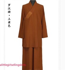 STOCK Buddhist Shaolin Monk Robe Full Set Linen Kung Fu Suit Meditation Uniforms