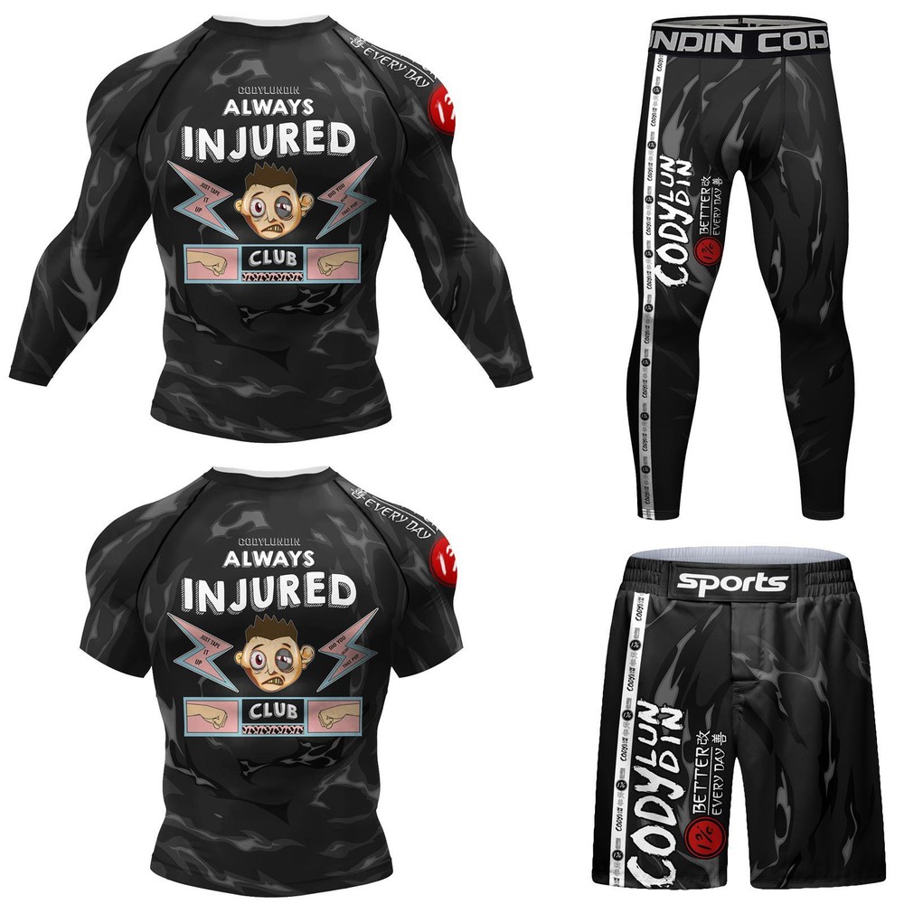 Always Injured Theme BJJ Rashguard for Jiu Jitsu MMA Jiu-Jitsu No Gi Rash Guard