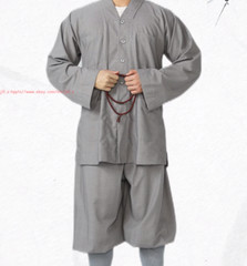 High Quality Casual Suits Buddhist Monk Religion Sets V-Neck Shirt+Pant Uniform