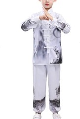 Kids Boys Girls Chinese Martial Arts Outfit Top Pants Set Kungfu Taichi Costume